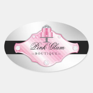 311 Luxury Cakes Faux Silver Background Oval Sticker
