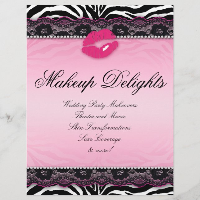 311 Makeup Flyer Hair Salon Zebra Lips Lace Pink (Front)