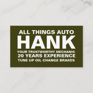 311 Mechanic GREEN Business Card