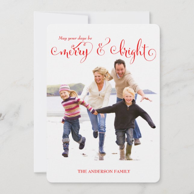 311 Merry & Bright Red Holiday Photo Card (Front)