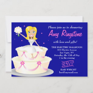 311 Miss Wright 2 Blonde Cobalt Blue Invitation