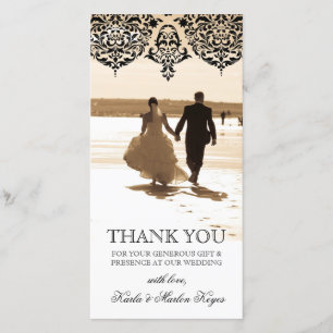 311 Mon Cherie Damask Black Thank You Card