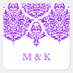 311 Mon Cherie Damask Fabulous Purple Square Sticker
