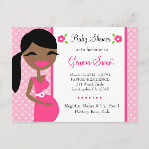 311 Mummy to Be African American Pink Invitation Postcard