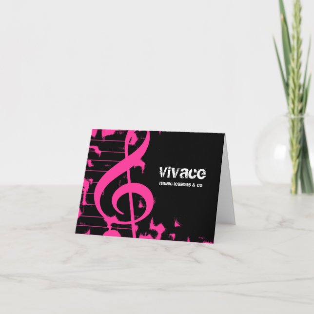 311-MUSICAL MAESTRO - GRUNGE HOTT PINK THANK YOU CARD (Front)