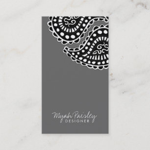 311 Myah Paisley Solid Grey Business Card