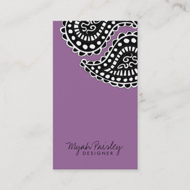 311-Myah Paisley Solid | Purple Business Card (Front)