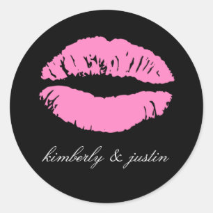 311-Oh Just Kiss it!   Black Classic Round Sticker