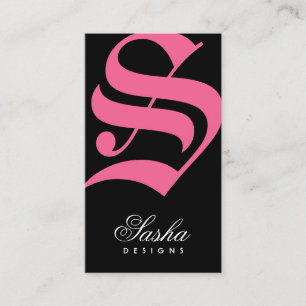 311-Old English Monogram Noir n' Pink Business Card