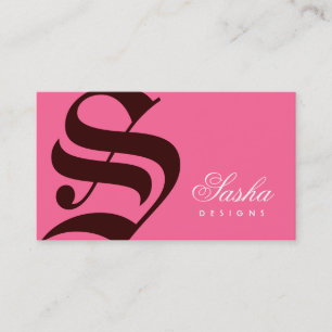 311-Old English Monogram Pink N Brown Business Card