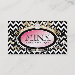 311 Opulent Gold Pink B W Chevron Pearl Paper Business Card