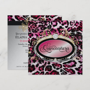 311 Opulent Gold Red Pink Leopard Metallic Paper Invitation