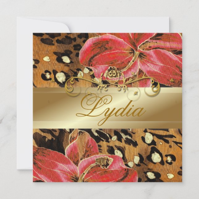 311 Orange Wild Tiger  Lily Golden Metallic Invitation (Front)