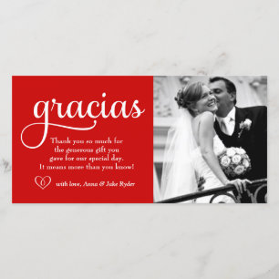 311 Ornate Gracias Photo Card Heart Red