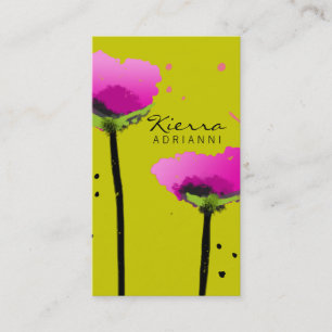 311-PASSIONATE POPPY   PEA GREEN BUSINESS CARD
