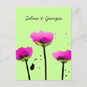 311-PASSIONATE POPPY   SCRIPT LIME INVITATION POSTCARD