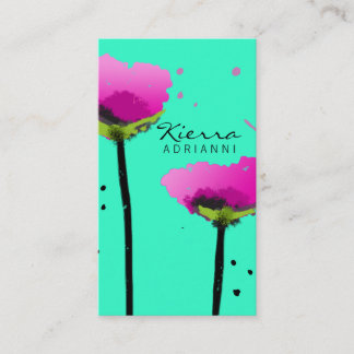 311-PASSIONATE POPPY | TURQUOISE BUSINESS CARD