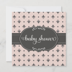 311 Peach & Grey Dotted Rainbow Baby Shower Invitation