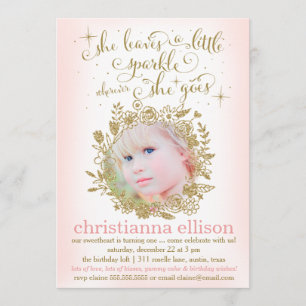 311 Peach She Leaves A Little Sparkle Floral Invitation