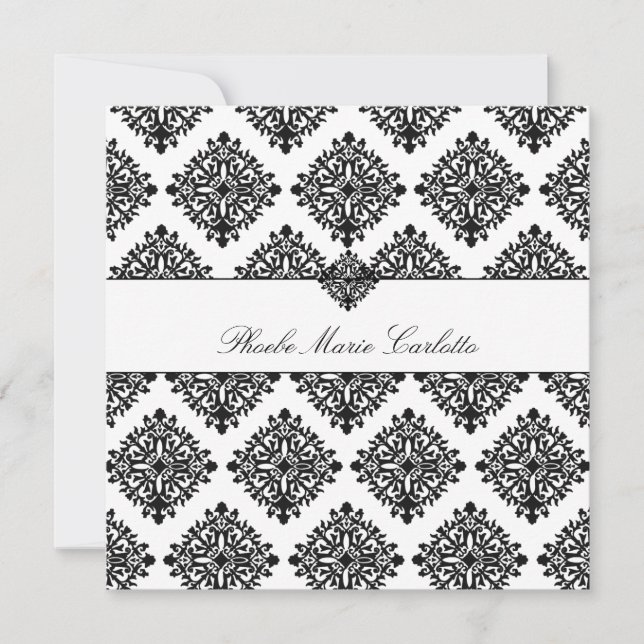 311 Phoebe Cream & Black Damask Invitation (Front)