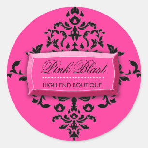 311-Pink Blast #2 Hot Pink Damask Stickers