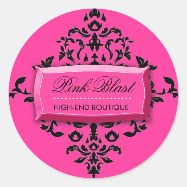 311-Pink Blast #2 Hot Pink Damask Stickers (Front)
