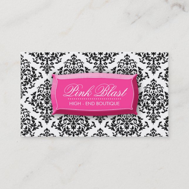 311 Pink Blast Damask Hott Pink Business Card (Front)