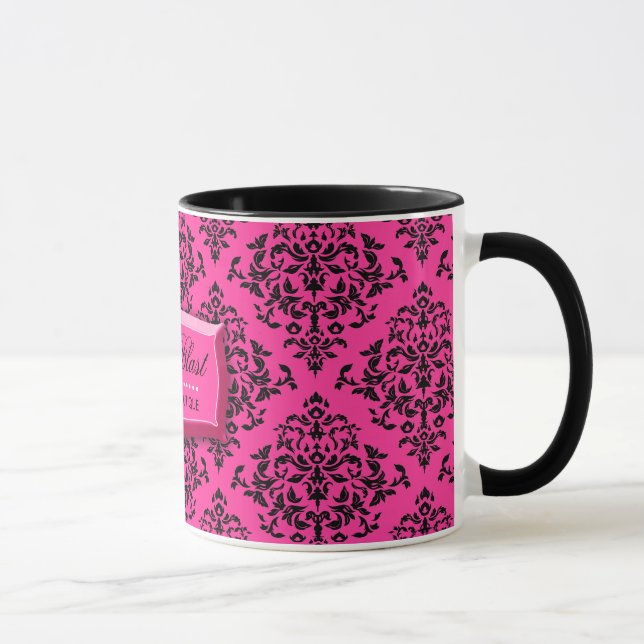 311-Pink Blast Hot Pink Damask Coffee Mug (Right)