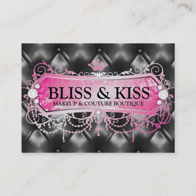 311 Pink Bliss Black Tuft Metallic Business Card (Front)