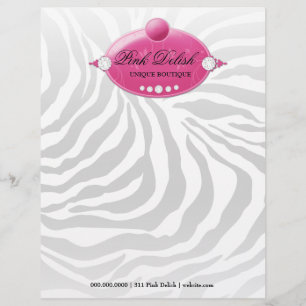 311 Pink Delish Deep Pink Zebra Letterhead Design