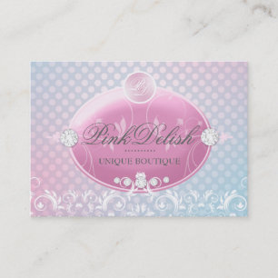 311 Pink Delish Monogram Polka Dots 3.5 x 2.5 Business Card