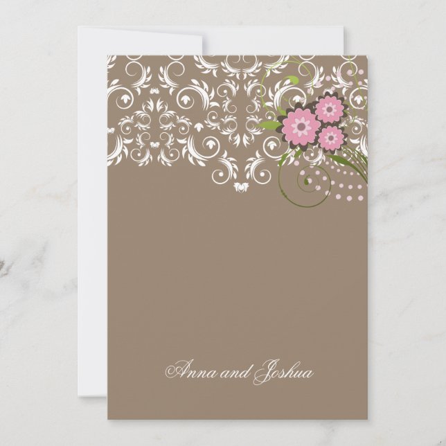 311-Pink Floral Flourish | Sand Invitation (Front)
