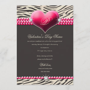 311-Pink Glam Heart Valentines Day Invitation