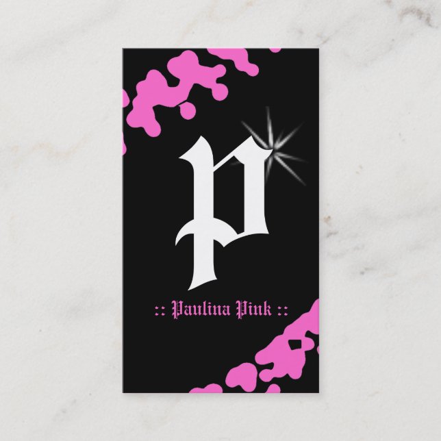 311-PINK GLIMMER MONOGRAM BUSINESS CARD (Front)