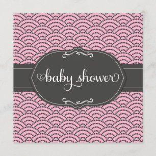 311 Pink & Grey Dotted Rainbow Baby Shower Invitation