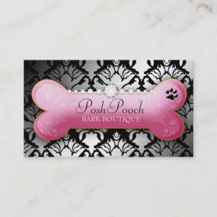 311-Posh Pooch Damask Shimmer   Pitch Bark Business Card