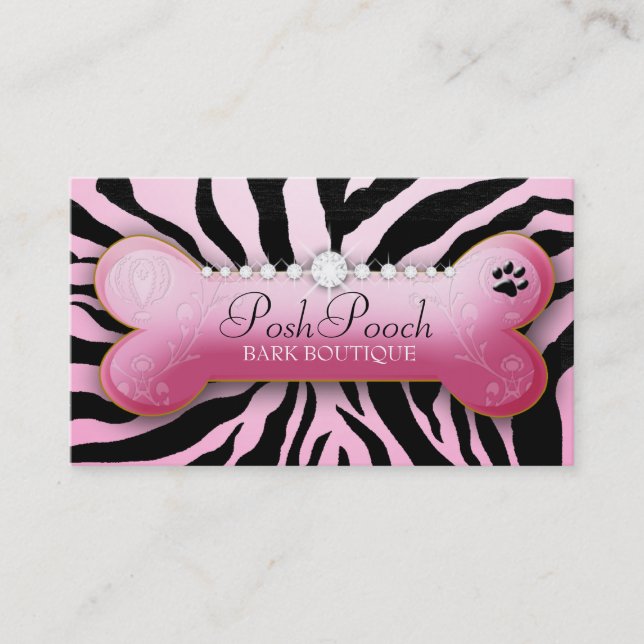 311 Posh Pooch Pink Zebra Business Card (Front)
