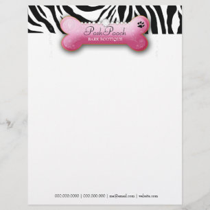 311 Posh Pooch Pink Zebra Custom Letterhead