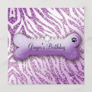 311 Posh Pooch Purple Birthday Invite Zebra