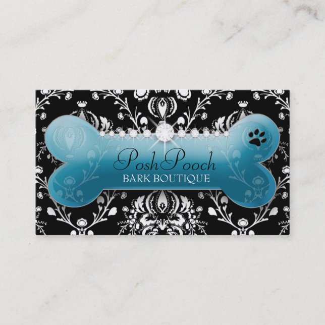311 Posh Pooch Teal Pitch Bark Business Card (Front)