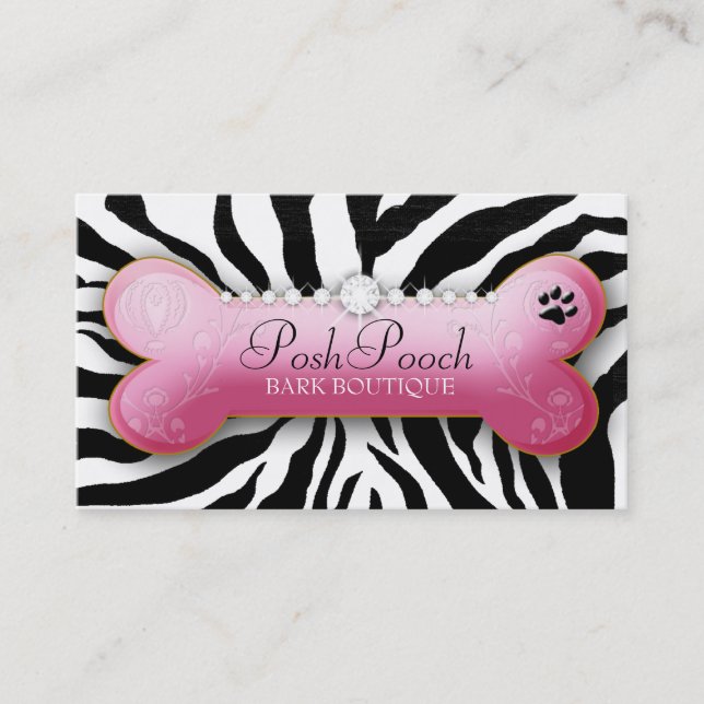 311 Posh Pooch Zebra Business Card (Front)