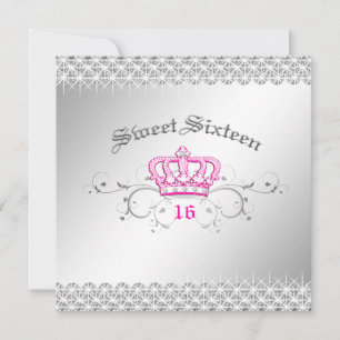311-Queen for a Day Sweet Sixteen Hott Pink Invitation