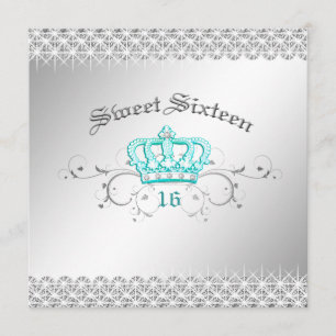311-Queen for a Day Sweet Sixteen Turquoise Invitation