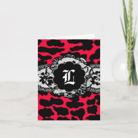311-Racy Red Leopard Lace Thank U Card