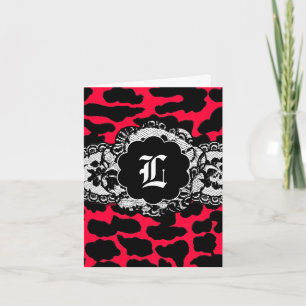 311-Racy Red Leopard Lace Thank U Card