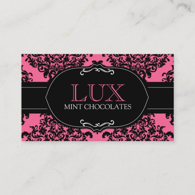 311 Rose Pink Lux Damask Business Card (Front)