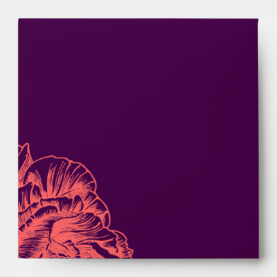 311 Ruffled Peony Coral Melon Purple Square Envelopes