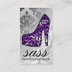 311 Sass Hot Purple Leopard Heel Business Card