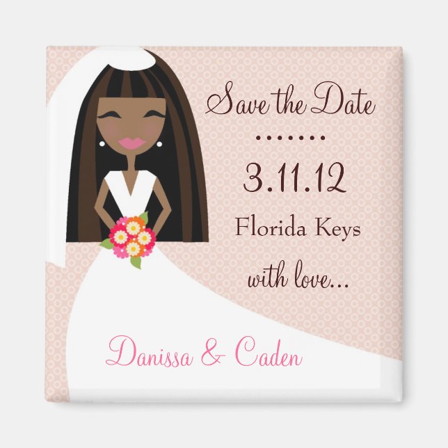 311-SAVE THE DATE AFRICAN AMERICAN BRIDE MAGNET (Front)