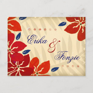 311-SAVE THE DATE VINTAGE 2 TROPICAL STYLE ANNOUNCEMENT POSTCARD